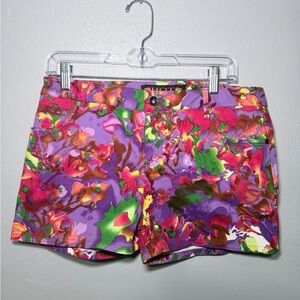 Hot Swag Floral Stretch Shorts Size 13 Purple Multicolor 90s Y2K Cotton Spandex